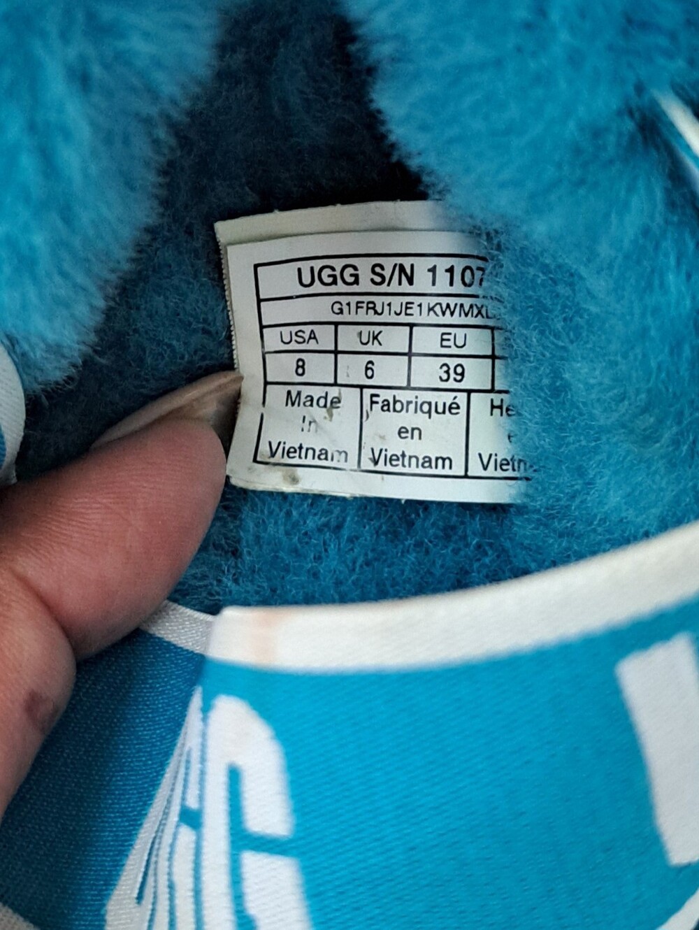 UGG Oh Yeah Fluffy Sheepskin Slingback Sandals "Aquatic Blue" (Turquoise) Size 8 - Picture 7 of 9